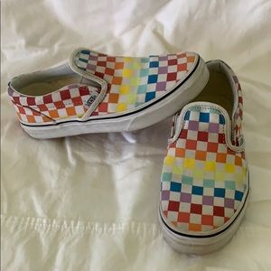 Kids Vans Checkerboard Rainbow Slip Ons